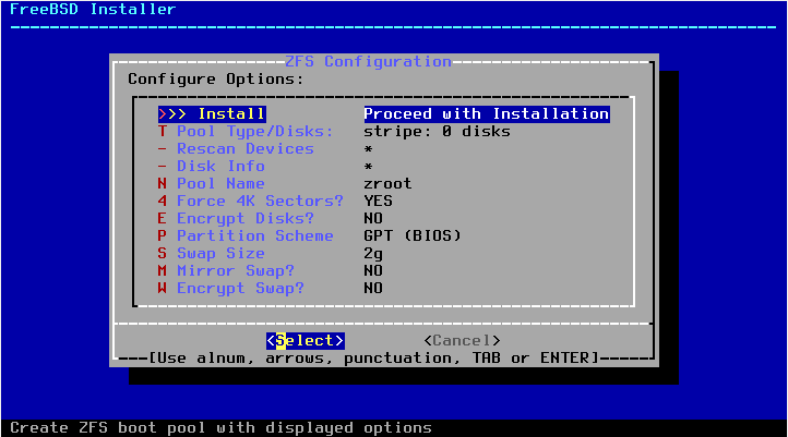 Configuración ZFS